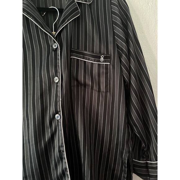 Victoria's Secret 2 PC Classic Pajama Set Satin Striped Sleepwear Cozy Small - Picture 3 of 16
